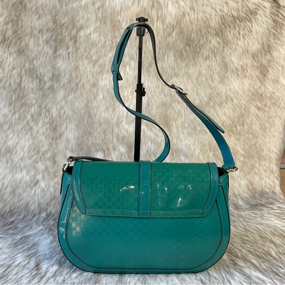Gucci Teal Blue Microguccissima Patent Leather Crossbody Bag - Picture 2 of 15